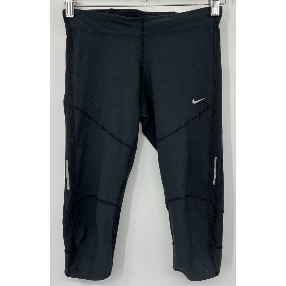 Nike Women's XS Tights Running Black Compression Zip Pockets Cropped